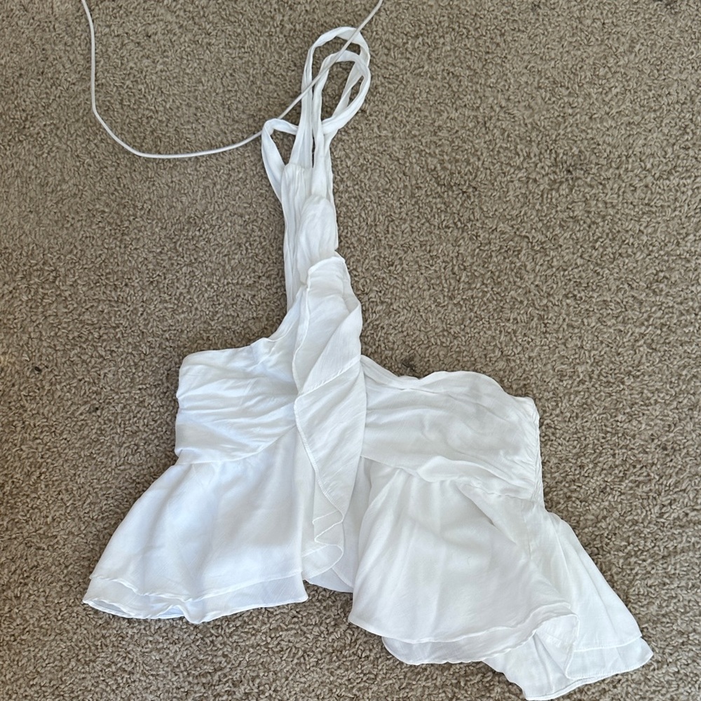 White Ruffled Halter Top